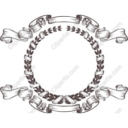 Vintage Decorative Frame with Laurel Wreath and Ribbons