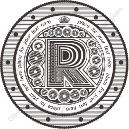 Vintage Monogrammed Badge with Letter R