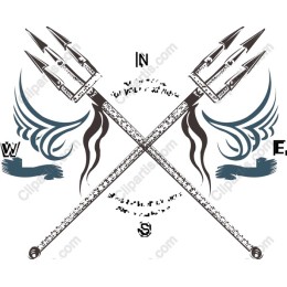 Crossed Tridents with Wings