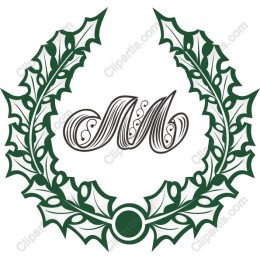 Elegant Holly Wreath with Letter 'M'