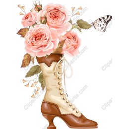 Vintage Floral Boot with Roses
