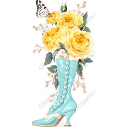 Turquoise Vintage Boot with Floral Elegance