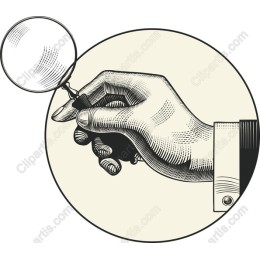 Vintage Hand Holding Magnifying Glass