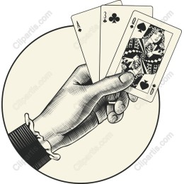 Vintage Hand Holding Playing Cards