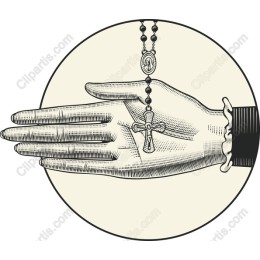 Vintage Hand Holding Rosary
