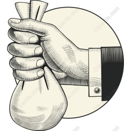 Vintage Hand Holding Money Bag