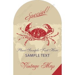 Vintage Crab with World Map Background