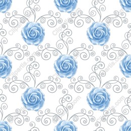 Blue Rose Flourish Pattern