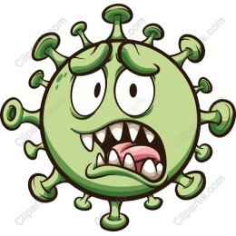 Whimsical Green Virus Cartoon