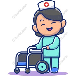 Cheerful Nurse with Walker
