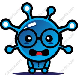 Charming Cartoon Blue Bacterium