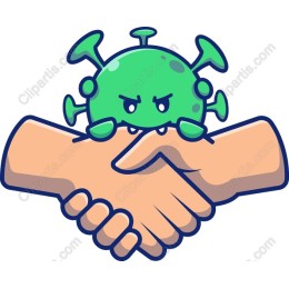 Handshake with a Twist - Cartoon Virus and Hands
