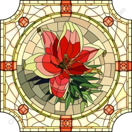 Vibrant Red Lily Stained Glass