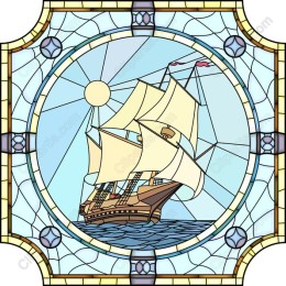 Majestic Sailing Ship Stained Glass
