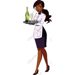 Elegant Waitress Serving Champagne