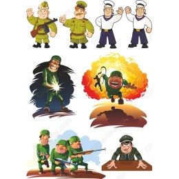 Military Clipart Bundle: Cartoon Soldiers & Sailors
