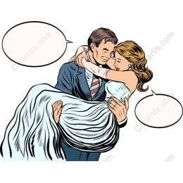 Romantic Embrace - Wedding Couple Clipart
