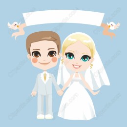 Adorable Wedding Couple with Customizable Banner