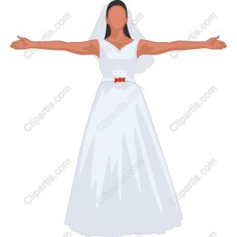 Elegant Bride in White Dress with Red Bow