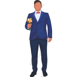 Suave Gentleman with Bouquet