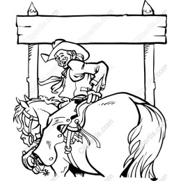 Cowboy on Horse with Customizable Sign