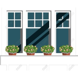 Charming Window Display with Potted Plants