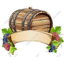 Rustic Wine Barrel with Grapes and Banner