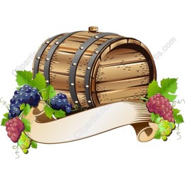 Rustic Wooden Wine Barrel with Grapes