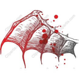 Haunting Bat Wing with Blood Splatter