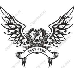 Motorcycle Wings and Skulls
