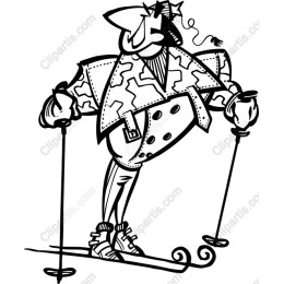 Skiing Character in Chic Attire