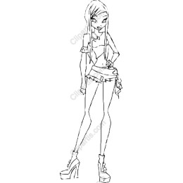 Chic Fashionista Line Art