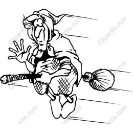Whimsical Cartoon Witch on Broomstick
