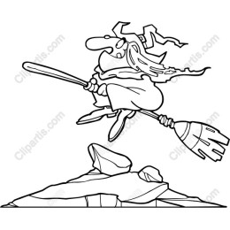 Whimsical Witch on a Broomstick