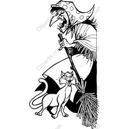 Whimsical Witch and Cat