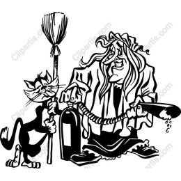 Whimsical Witch and Cat