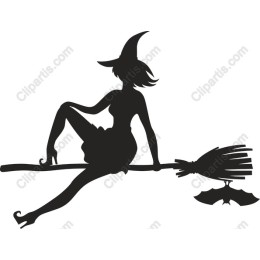 Stylish Witch on Broom