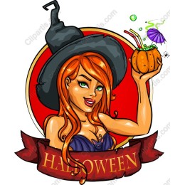 Enchanting Halloween Witch with Pumpkin Drink