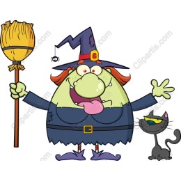 Whimsical Witch and Cat