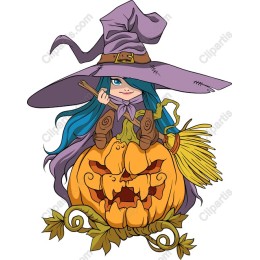 Whimsical Witch and Pumpkin