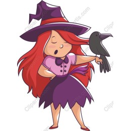 Whimsical Witch with Raven