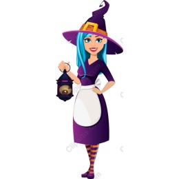 Cheerful Witch with Lantern