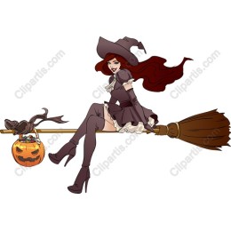 Whimsical Witch on Broomstick