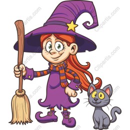 Charming Witch and Cat
