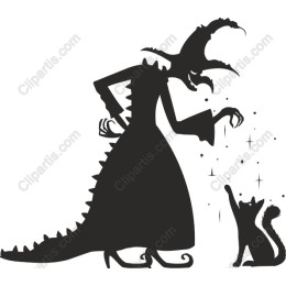 Whimsical Witch and Cat