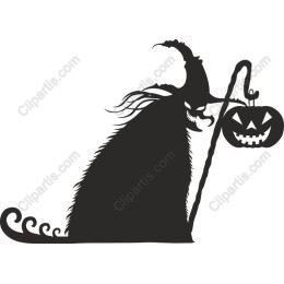 Witch Cat and Jack-o'-Lantern