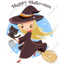 Charming Halloween Witch with Cat