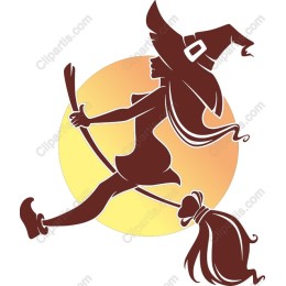 Stylish Witch on Broomstick
