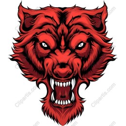 Fierce Red Wolf Head
