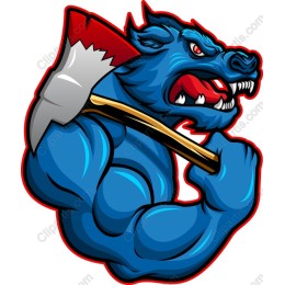 Fierce Blue Wolf with Axe